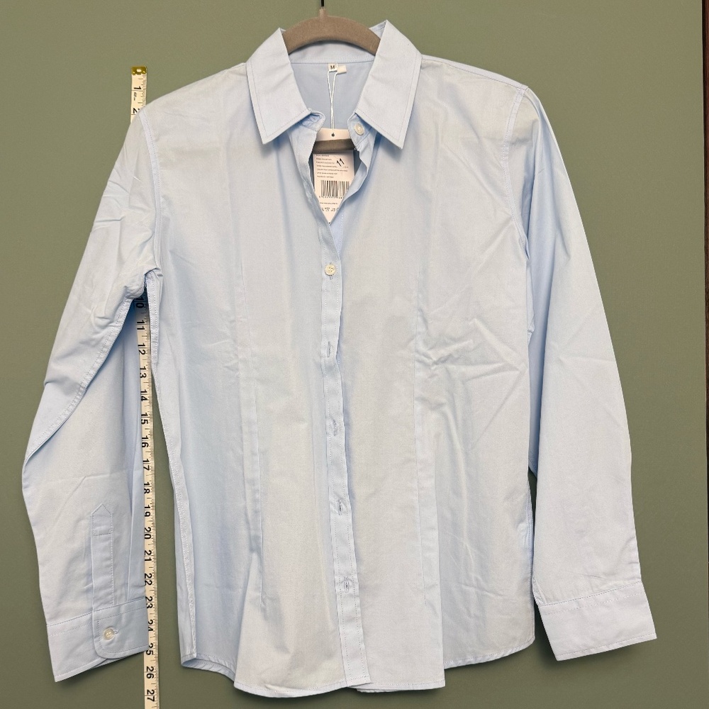 Baby Blue Long Sleeve Button Up Blouse NWT